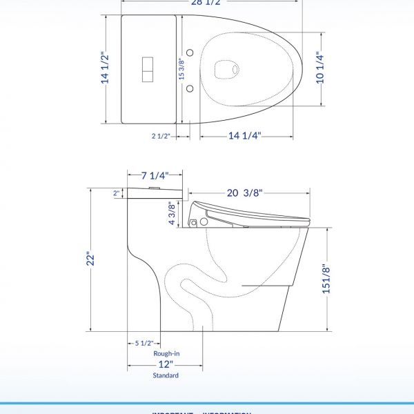  WOODBRIDGE T-0047 One Piece 1.1GPF/1.6 GPF Dual Flush Elongated Toilet with Advance Smart Bidet Toilet in White_7905