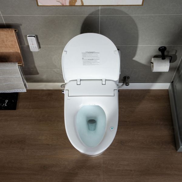  WOODBRIDGE T-0047 One Piece 1.1GPF/1.6 GPF Dual Flush Elongated Toilet with Advance Smart Bidet Toilet in White