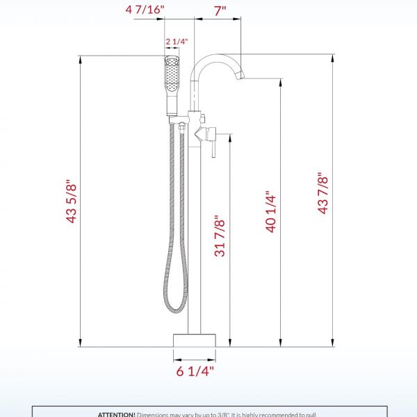  WOODBRIDGE WOODBRIDGEE Contemporary Single Handle Floor Mount Freestanding Tub Filler Faucet with Hand Shower in (Brushed Nickel) Finish,F0001BNSQ_7871
