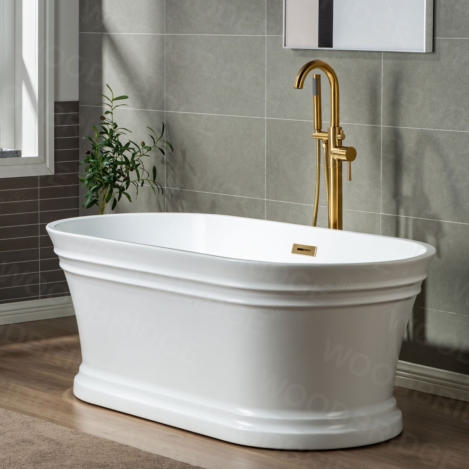 ᐅ【WOODBRIDGE 59 in. Freestanding Double Ended Acrylic Soaking Bathtub
