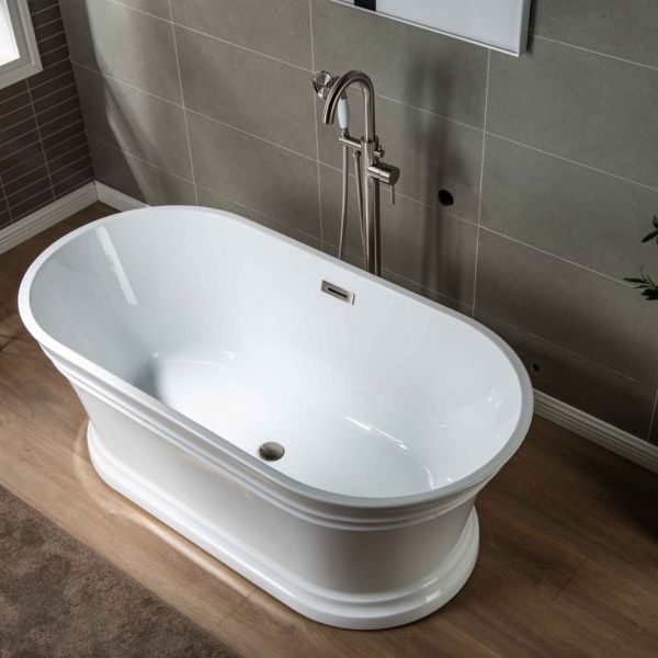 WOODBRIDGE 67 in. Freestanding Double Ended Acrylic Soaking