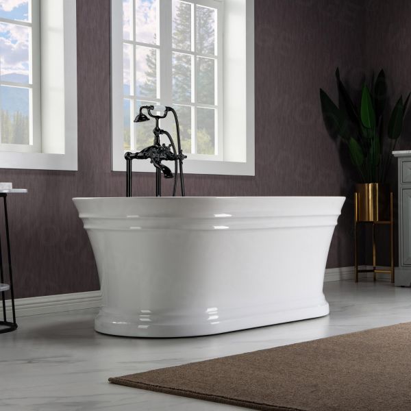 ᐅ【WOODBRIDGE 67 in. Freestanding Double Ended Acrylic Soaking Bathtub