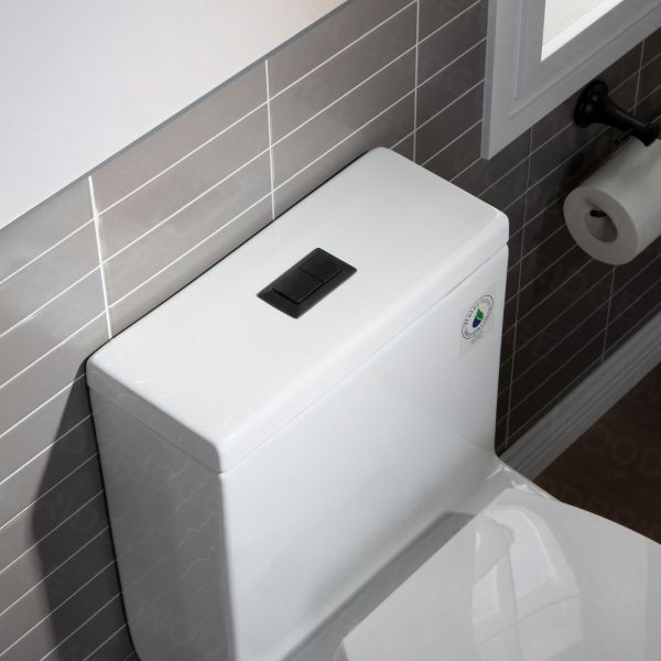  WOODBRIDGE Modern One Piece Dual Flush 1.28 GP Toilet,with Soft Closing Seat, Matte Black Button B0750-MB, White_7636