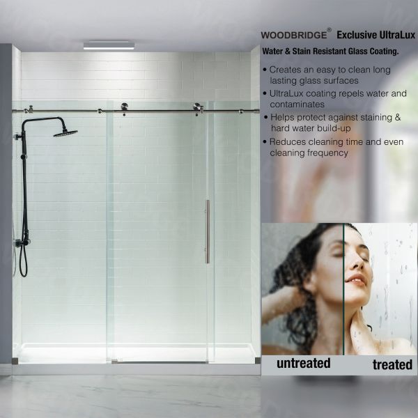 ᐅ【WOODBRIDGE Frameless Shower Doors 6872" Width x 76"Height with 3/8