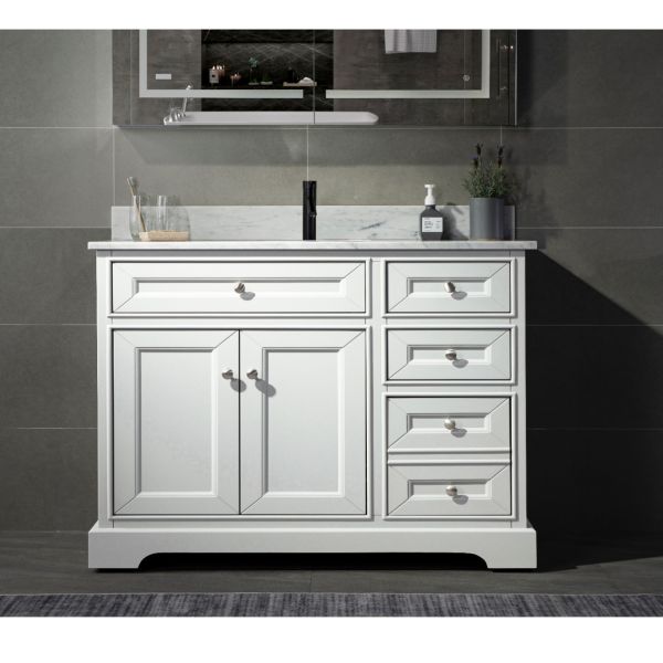 ᐅ【WOODBRIDGE London 42" Bathroom Vanity with authentic Italian Carrara Marble top Single faucet