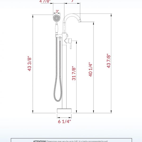  WOODBRIDGE F0006MBVT Fusion Single Handle Floor Mount Freestanding Tub Filler Faucet with Telephone Hand shower in Matte Black Finish._6958