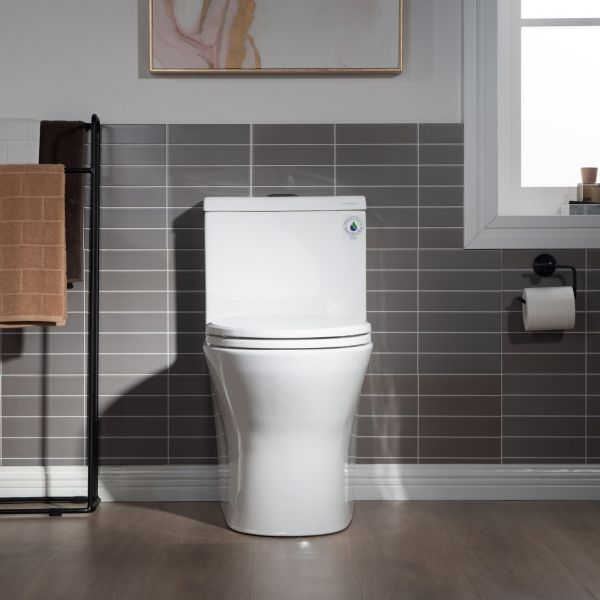  WOODBRIDGEBath T-0031 WOODBRIDGE T-0031 Short Compact Tiny One Piece Toilet with Soft Closing Seat, Small Toilet(2 -Pack)_6495