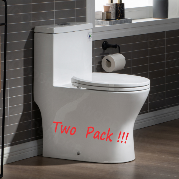  WOODBRIDGEBath T-0031 WOODBRIDGE T-0031 Short Compact Tiny One Piece Toilet with Soft Closing Seat, Small Toilet(2 -Pack)_6512