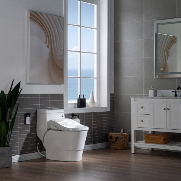  WOODBRIDGEE T-0008 Luxury Bidet Toilet, Elongated One Piece Toilet with Advanced Bidet Seat, Chair Height, Smart Toilet Seat with Temperature Controlled Wash Functions and Air Dryer_10924