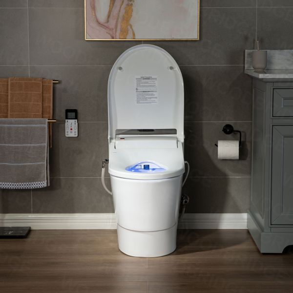 WOODBRIDGE Toilet & Bidet Luxury Elongated One Piece Advanced Smart Seat with Temperature Controlled Wash Functions and Air Dryer, Toilet with Bidet. T-0737, Bidet & Toilet