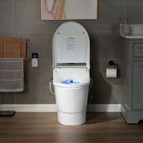  WOODBRIDGE Toilet & Bidet Luxury Elongated One Piece Advanced Smart Seat with Temperature Controlled Wash Functions and Air Dryer, Toilet with Bidet. T-0737, Bidet & Toilet_9720