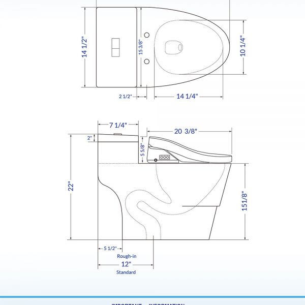  WOODBRIDGE Toilet & Bidet Luxury Elongated One Piece Advanced Smart Seat with Temperature Controlled Wash Functions and Air Dryer, Toilet with Bidet. T-0737, Bidet & Toilet_9722