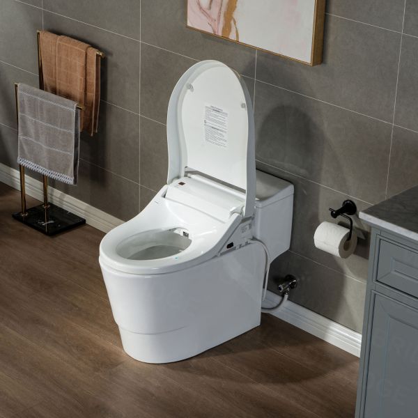  WOODBRIDGE Toilet & Bidet Luxury Elongated One Piece Advanced Smart Seat with Temperature Controlled Wash Functions and Air Dryer, Toilet with Bidet. T-0737, Bidet & Toilet