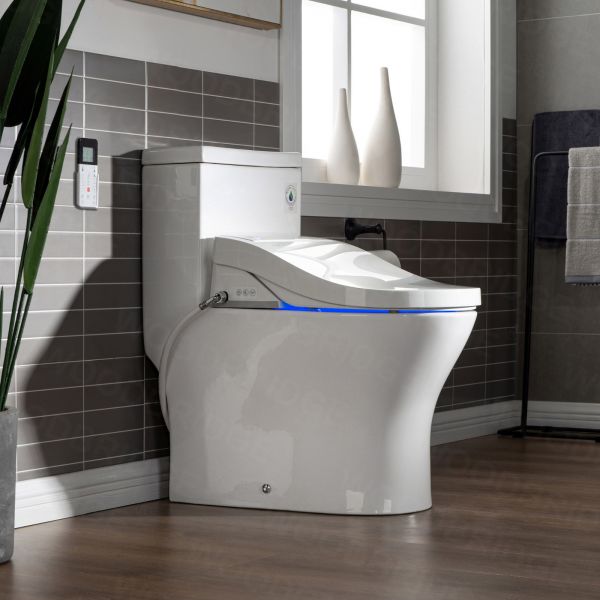  WOODBRIDGE Luxury, Elongated One Piece Toilet with Advanced Bidet Seat, T-0022, White_9733
