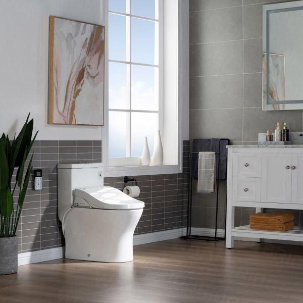  WOODBRIDGE Luxury, Elongated One Piece Toilet with Advanced Bidet Seat, T-0022, White_9736