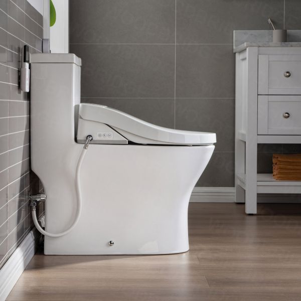  WOODBRIDGE Luxury, Elongated One Piece Toilet with Advanced Bidet Seat, T-0022, White_9747