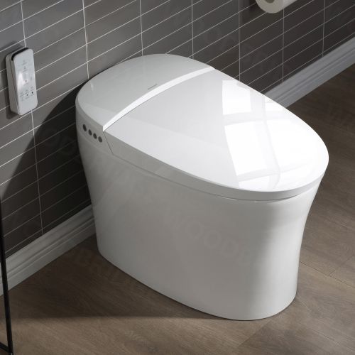 WOODBRIDGE B0970S Smart Bidet Toilet Elongated One Piece Modern Design, Automatic Flushing, Heated Seat with Integrated Multi Function Remote Control, White