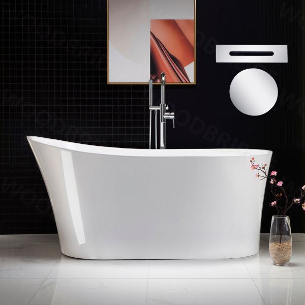 ᐅ【WOODBRIDGE 59" Acrylic Freestanding Bathtub Contemporary Soaking Tub