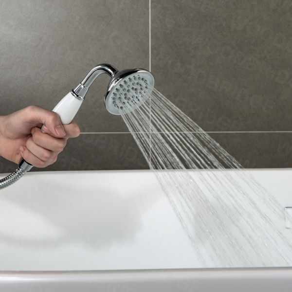  WOODBRIDGE F0002CHVT Fusion Single Handle Floor Mount Freestanding Tub Filler Faucet with Telephone Hand shower in Polished Chrome Finish._6435