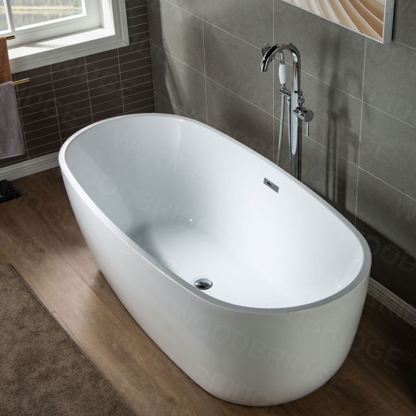  WOODBRIDGE F0002CHVT Fusion Single Handle Floor Mount Freestanding Tub Filler Faucet with Telephone Hand shower in Polished Chrome Finish._6443