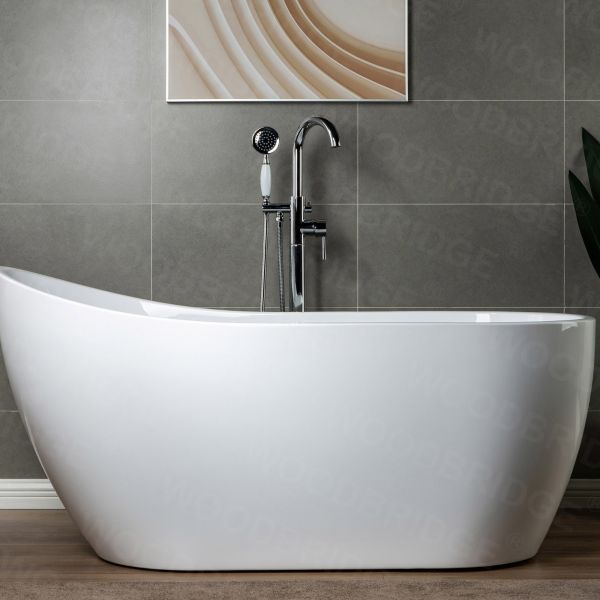  WOODBRIDGE F0002CHVT Fusion Single Handle Floor Mount Freestanding Tub Filler Faucet with Telephone Hand shower in Polished Chrome Finish._6447
