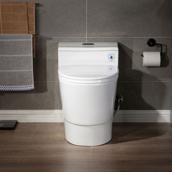  WOODBRIDGE T-0018/B-0735 Dual Flush Elongated One Piece Soft Closing Seat, Comfort Height, White T-0018/B0735, Modern Toilet_9764