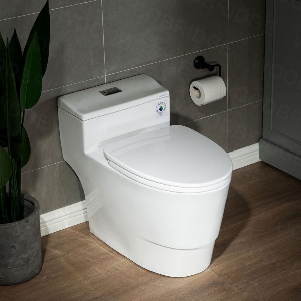  WOODBRIDGE T-0018/B-0735 Dual Flush Elongated One Piece Soft Closing Seat, Comfort Height, White T-0018/B0735, Modern Toilet_9765