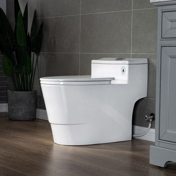  WOODBRIDGE T-0018/B-0735 Dual Flush Elongated One Piece Soft Closing Seat, Comfort Height, White T-0018/B0735, Modern Toilet_9766