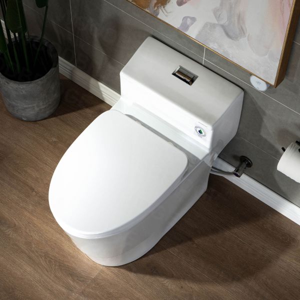  WOODBRIDGE T-0018/B-0735 Dual Flush Elongated One Piece Soft Closing Seat, Comfort Height, White T-0018/B0735, Modern Toilet_9771