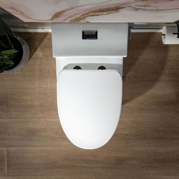  WOODBRIDGE T-0018/B-0735 Dual Flush Elongated One Piece Soft Closing Seat, Comfort Height, White T-0018/B0735, Modern Toilet_9772