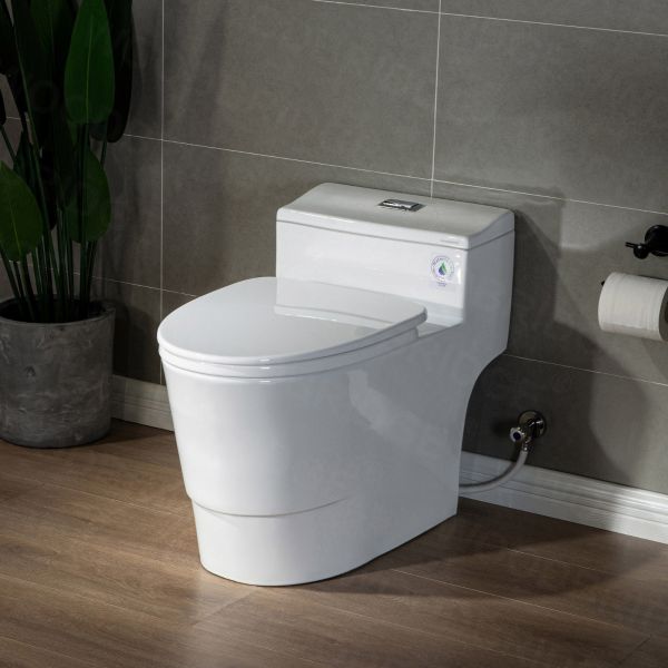  WOODBRIDGE T-0018/B-0735 Dual Flush Elongated One Piece Soft Closing Seat, Comfort Height, White T-0018/B0735, Modern Toilet_9778