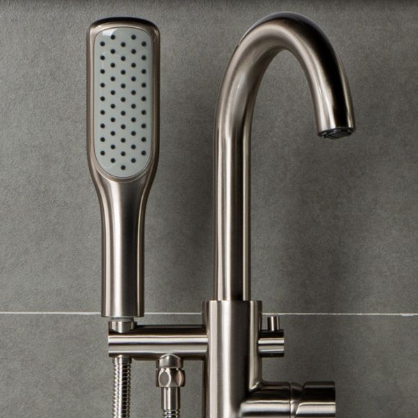 ᐅ【WOODBRIDGE F0023BNSQ Fusion Single Handle Floor Mount Freestanding Tub Filler Faucet with