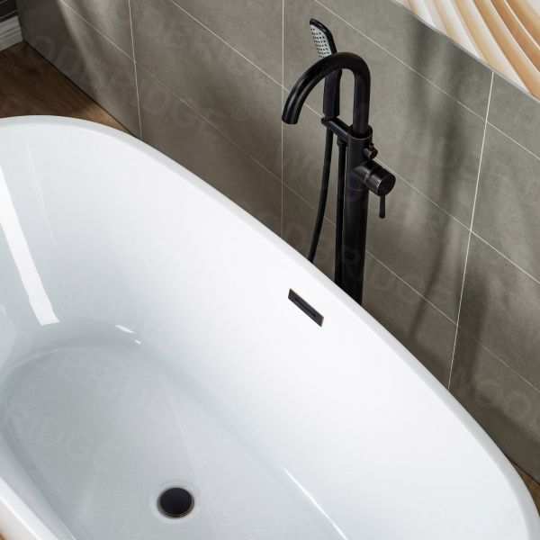  WOODBRIDGE Contemporary Single Handle Floor Mount Freestanding Tub Filler Faucet with Hand Shower in (Oil Rubbed Bronze) Finish,F0010ORBSQ_6038