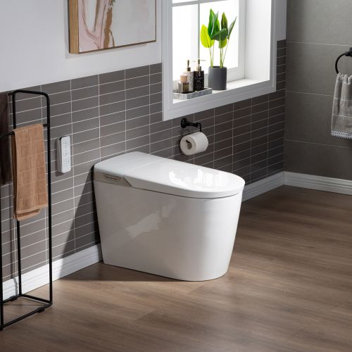 WOODBRIDGE B0980S Intelligent Smart Toilet, Massage Washing, Open & Close, Auto Flush,Heated Integrated Multi Function Remote Control, with Advance Bidet and Soft Closing Seat, White