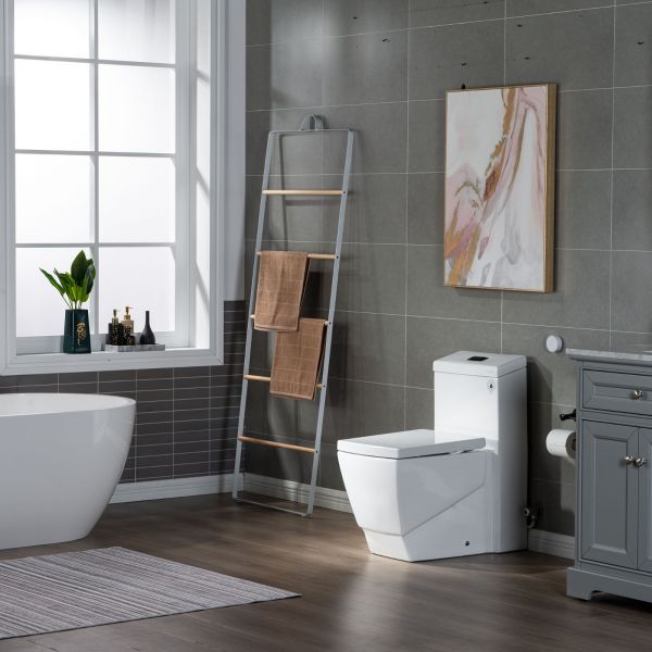  WOODBRIDGE Modern Square Design One Piece Dual Flush 1.28 GP Toilet,Chair Height with Soft Closing Seat, Oil Rubbed Bronze Button B0920-ORB, White_5569