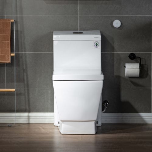 WOODBRIDGE B-0920-A Modern One-Piece Elongated Square toilet with Solf Closed Seat and Hand Free Touchless Sensor Flush Kit, White