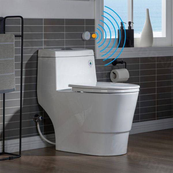  WOODBRIDGE B-0940-A Modern One-Piece Elongated toilet with Solf Closed Seat and Hand Free Touchless Sensor Flush Kit, White_5433