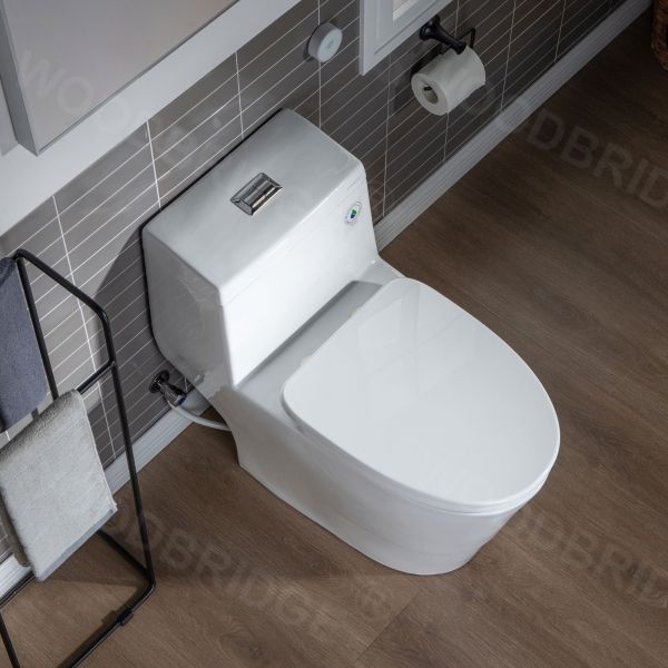  WOODBRIDGE B-0940-A Modern One-Piece Elongated toilet with Solf Closed Seat and Hand Free Touchless Sensor Flush Kit, White_5440
