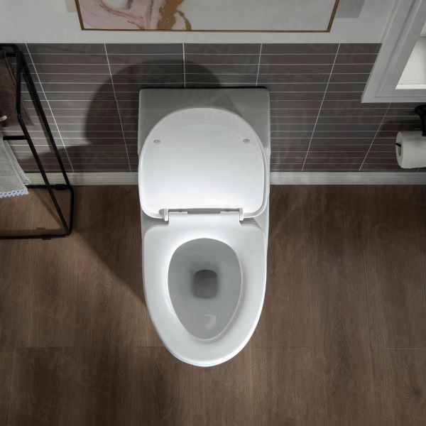  WOODBRIDGE B-0940-A Modern One-Piece Elongated toilet with Solf Closed Seat and Hand Free Touchless Sensor Flush Kit, White_5443