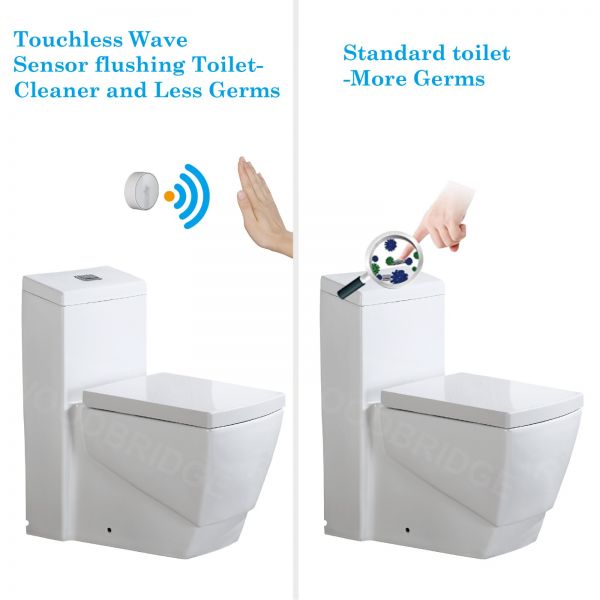 WOODBRIDGE B-0920-A Modern One-Piece Elongated Square toilet with Solf Closed Seat and Hand Free Touchless Sensor Flush Kit, White