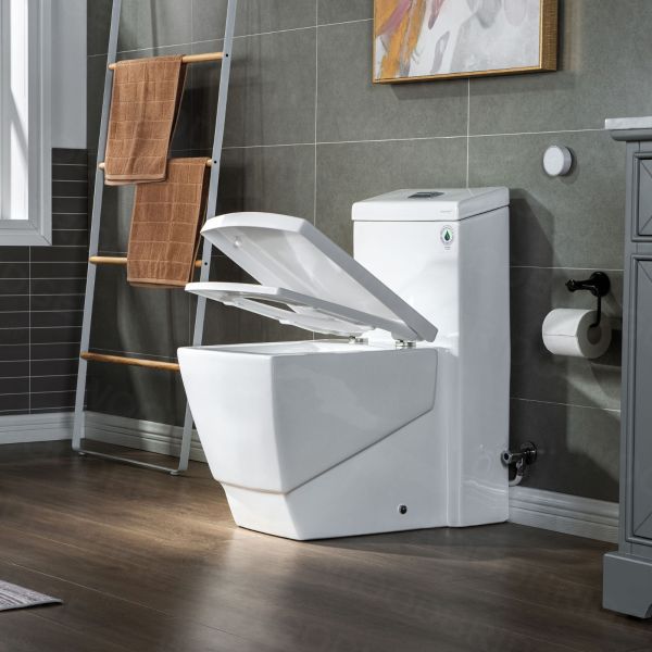  WOODBRIDGE B-0920-A Modern One-Piece Elongated Square toilet with Solf Closed Seat and Hand Free Touchless Sensor Flush Kit, White