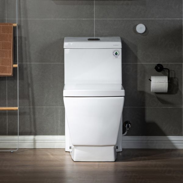  WOODBRIDGE B-0920-A Modern One-Piece Elongated Square toilet with Solf Closed Seat and Hand Free Touchless Sensor Flush Kit, White_5460
