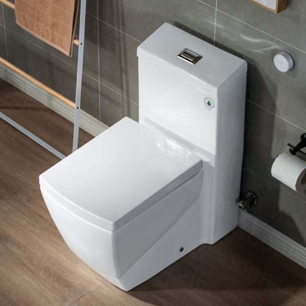  WOODBRIDGE B-0920-A Modern One-Piece Elongated Square toilet with Solf Closed Seat and Hand Free Touchless Sensor Flush Kit, White