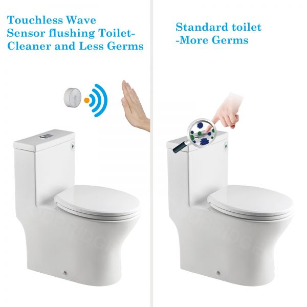  WOODBRIDGE B-0500-A Modern One-Piece Elongated toilet with Solf Closed Seat and Hand Free Touchless Sensor Flush Kit, White_5481
