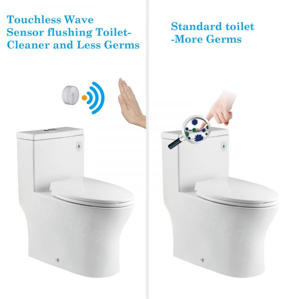 WOODBRIDGE B-0750-A Modern One-Piece Elongated toilet with Solf Closed Seat and Hand Free Touchless Sensor Flush Kit, White