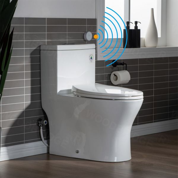WOODBRIDGE B-0750-A Modern One-Piece Elongated toilet with Solf Closed Seat and Hand Free Touchless Sensor Flush Kit, White