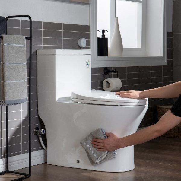  WOODBRIDGE B-0750-A Modern One-Piece Elongated toilet with Solf Closed Seat and Hand Free Touchless Sensor Flush Kit, White_5474