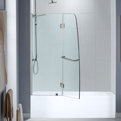 WOODBRIDGE MTDB4958-B, Frameless Hinged Bathtub Shower, 5/16