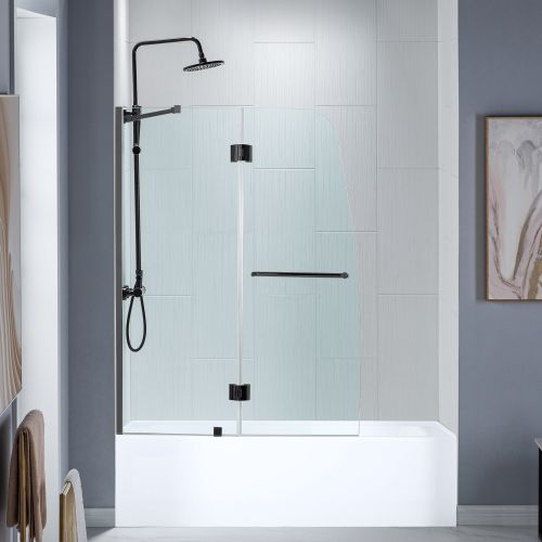 WOODBRIDGE MTDB4958-MBL, Frameless Hinged Bathtub Shower, 5/16