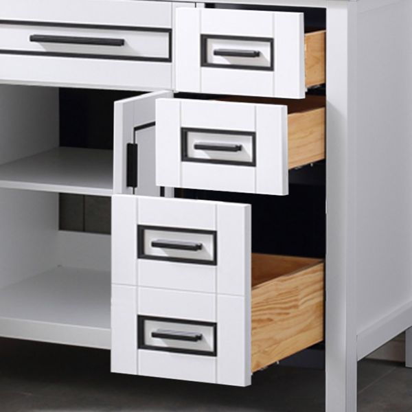 WOODBRIDGE Milan  49” Floor Mounted Single Basin Vanity Set with Solid Wood Cabinet in White, and Carrara White Marble Vanity Top with Pre-installed Undermount Rectangle Bathroom Sink in White, Pre-Drilled 3-Hole for 8-inch Widespread Faucet_4691